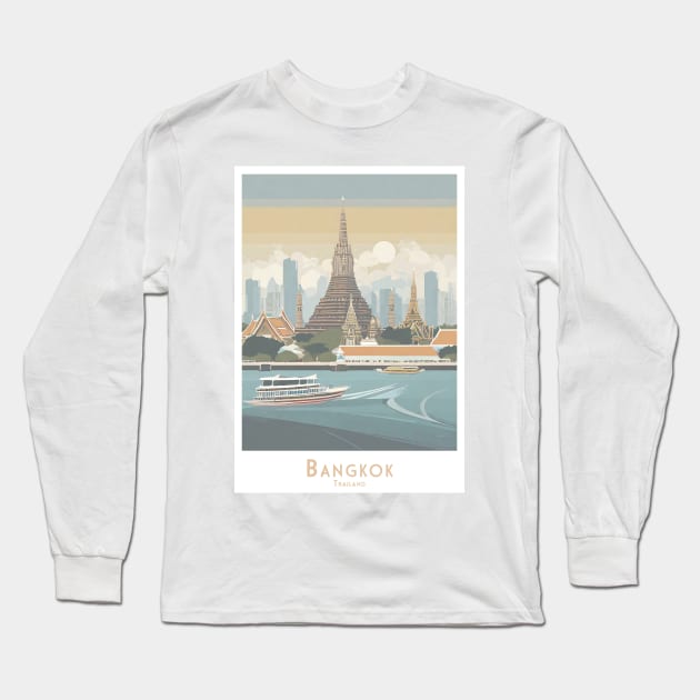 Bangkok Skyline Serenity Long Sleeve T-Shirt by POD24